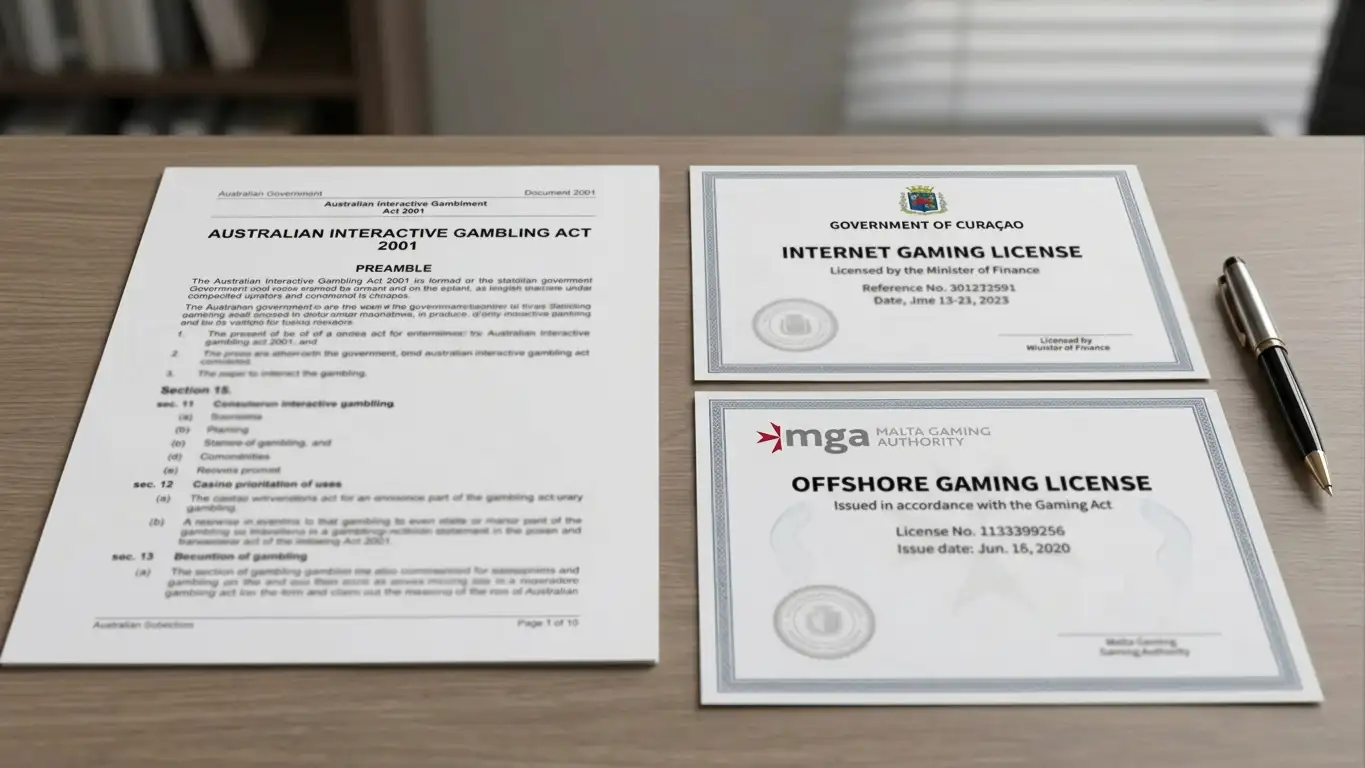 Interactive Gambling Act document and offshore casino license comparison for Australia