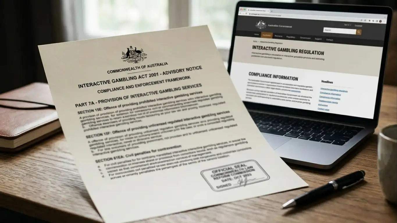 Australian gambling legislation document with offshore casino licensing framework