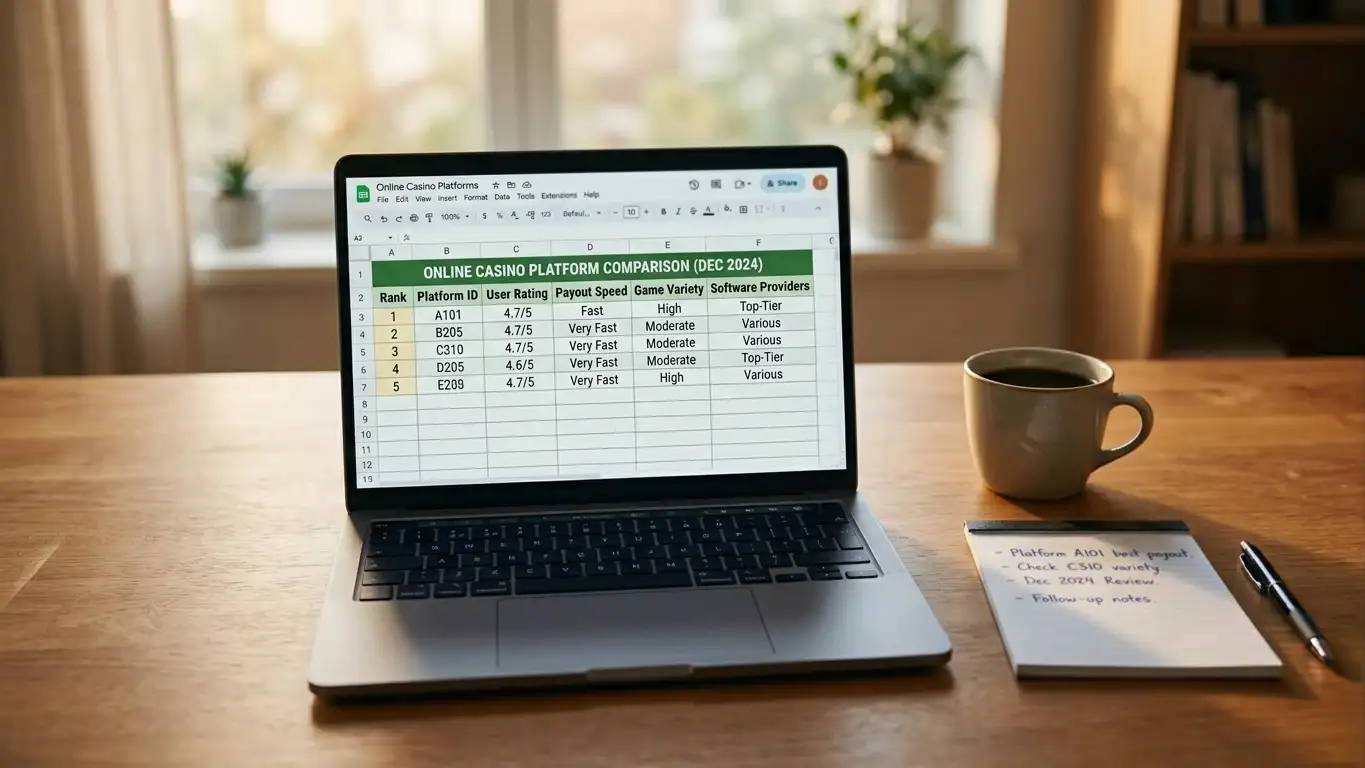 Ranked list of anonymous crypto casinos on laptop screen