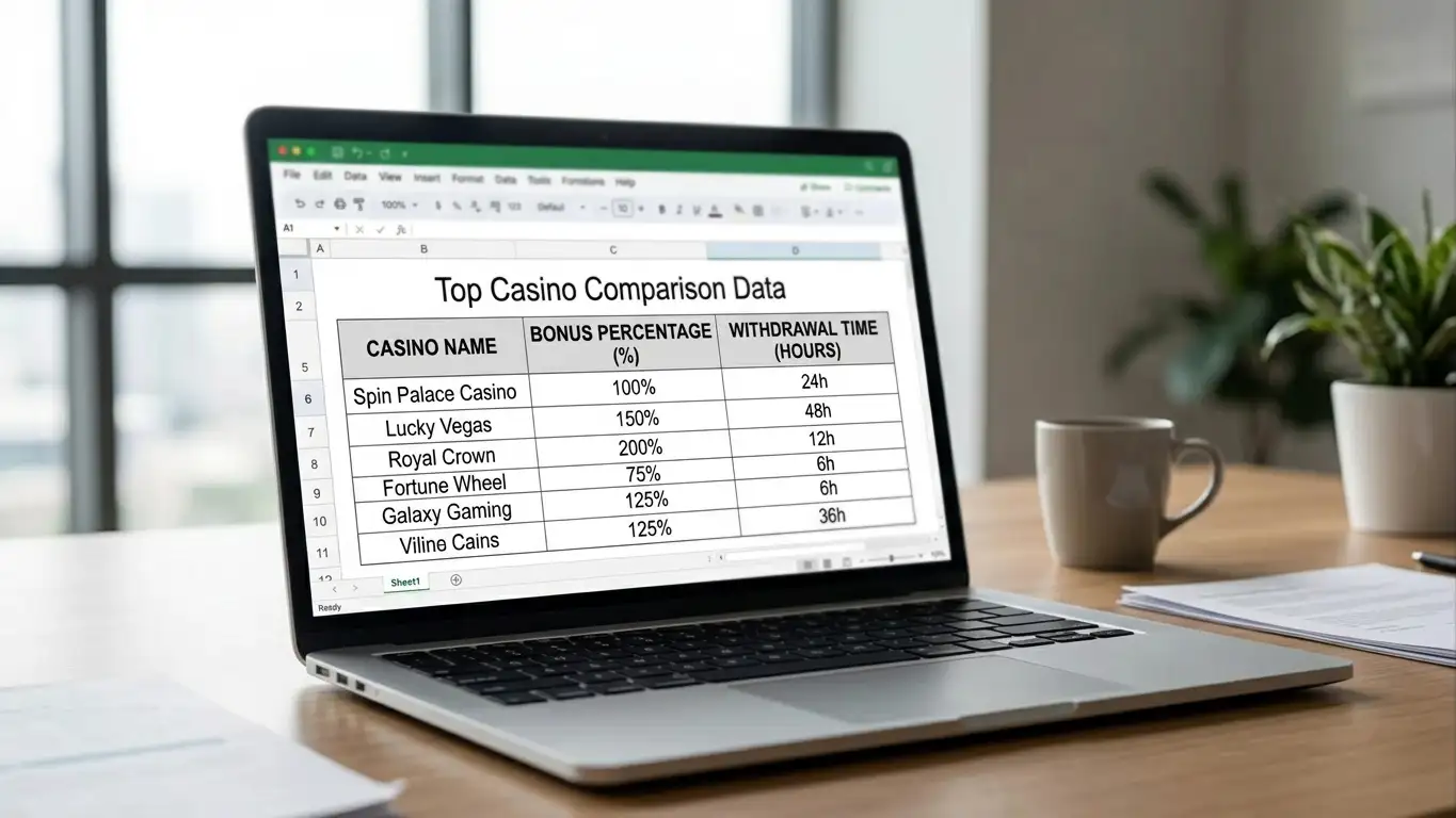 Comparison table of Bitcoin casinos showing bonuses and withdrawal speeds
