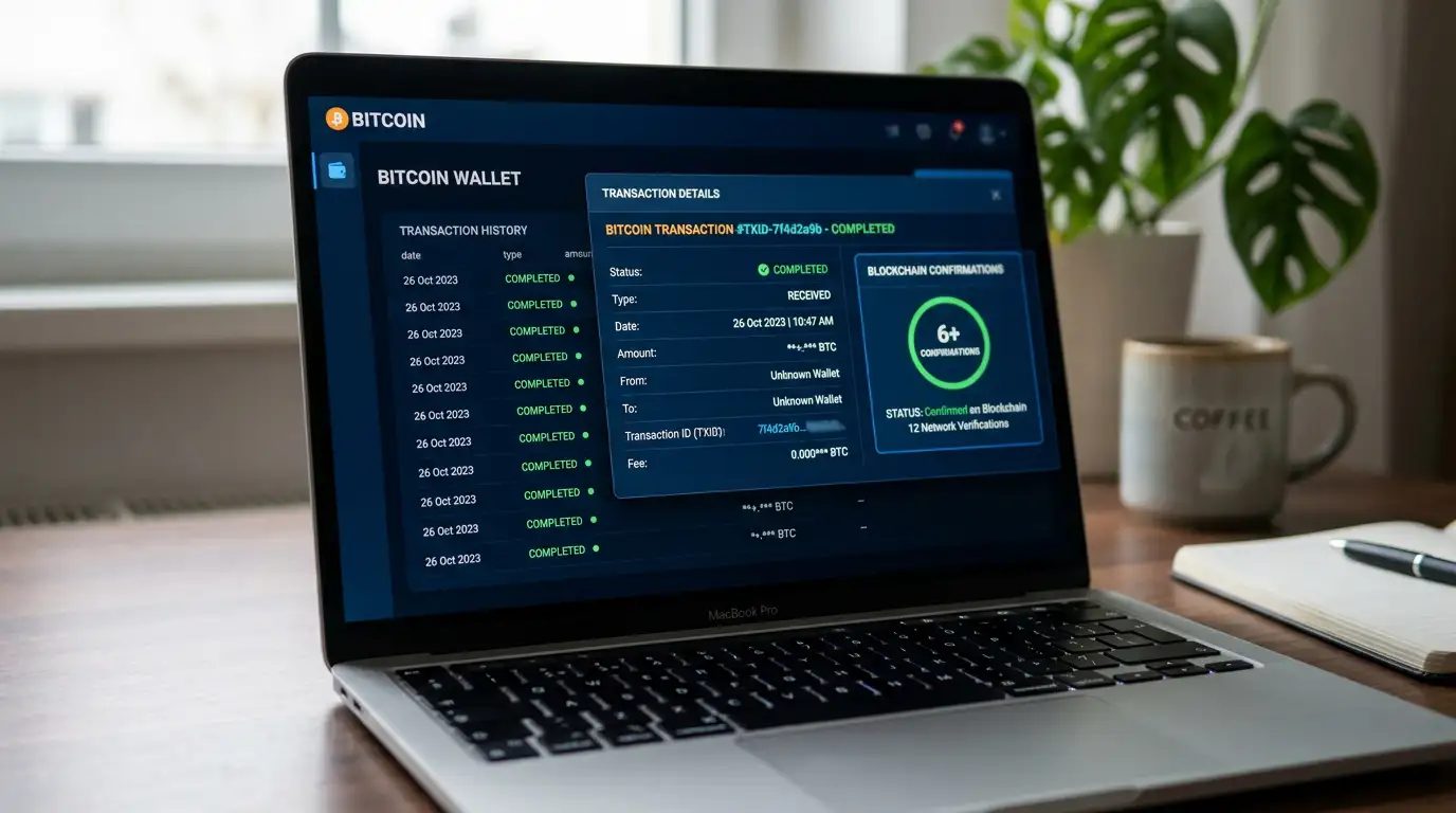 Bitcoin and cryptocurrency wallet interface showing casino withdrawal transaction