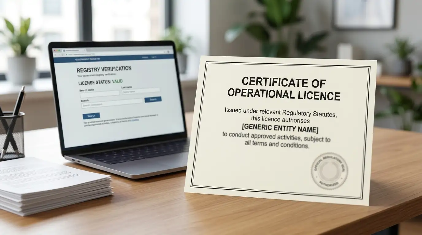 Official document showing Curaçao gaming license certificate with regulatory seal