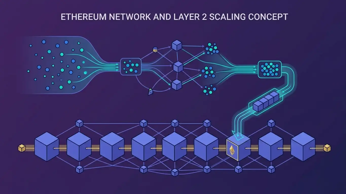 Diagram showing Ethereum Layer 2 rollup transaction batching versus mainnet