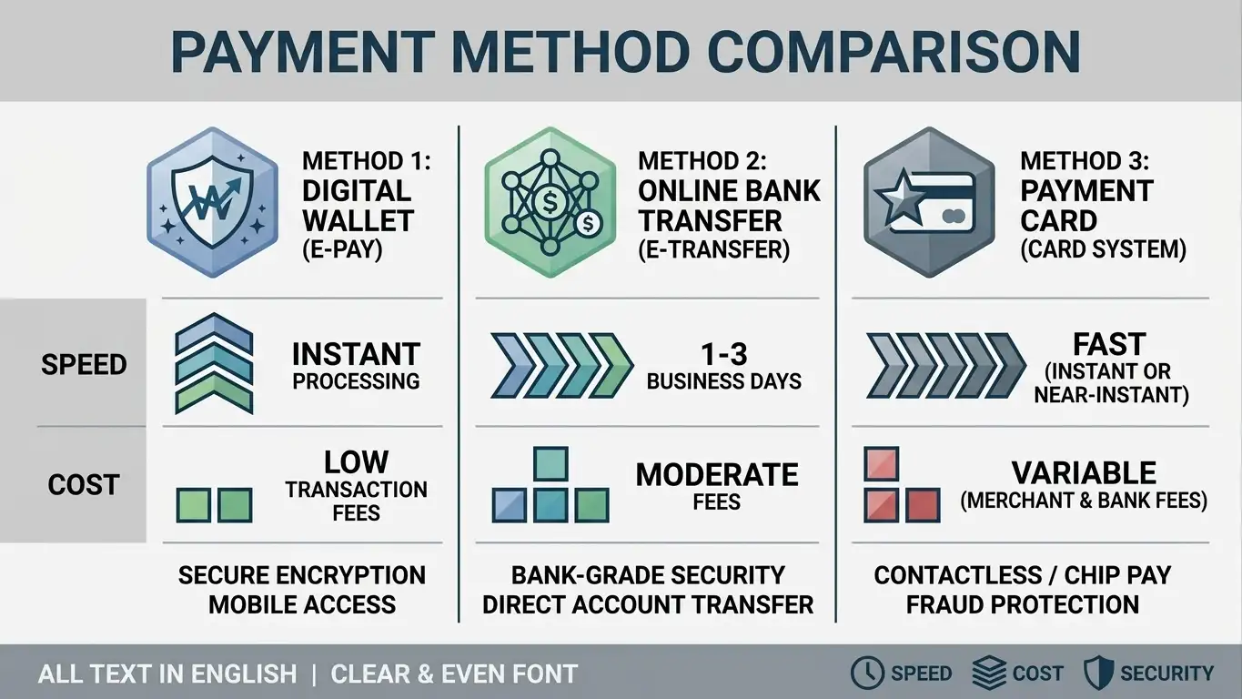 Comparison chart showing Google Pay vs PayID vs crypto payment methods for casinos