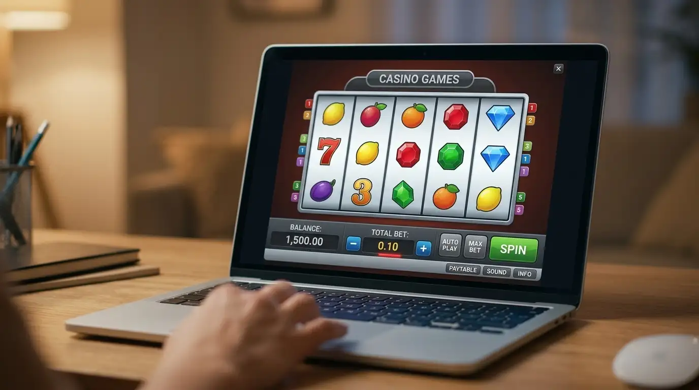 Low-stake pokie game screen showing $0.10 minimum bet and RTP display