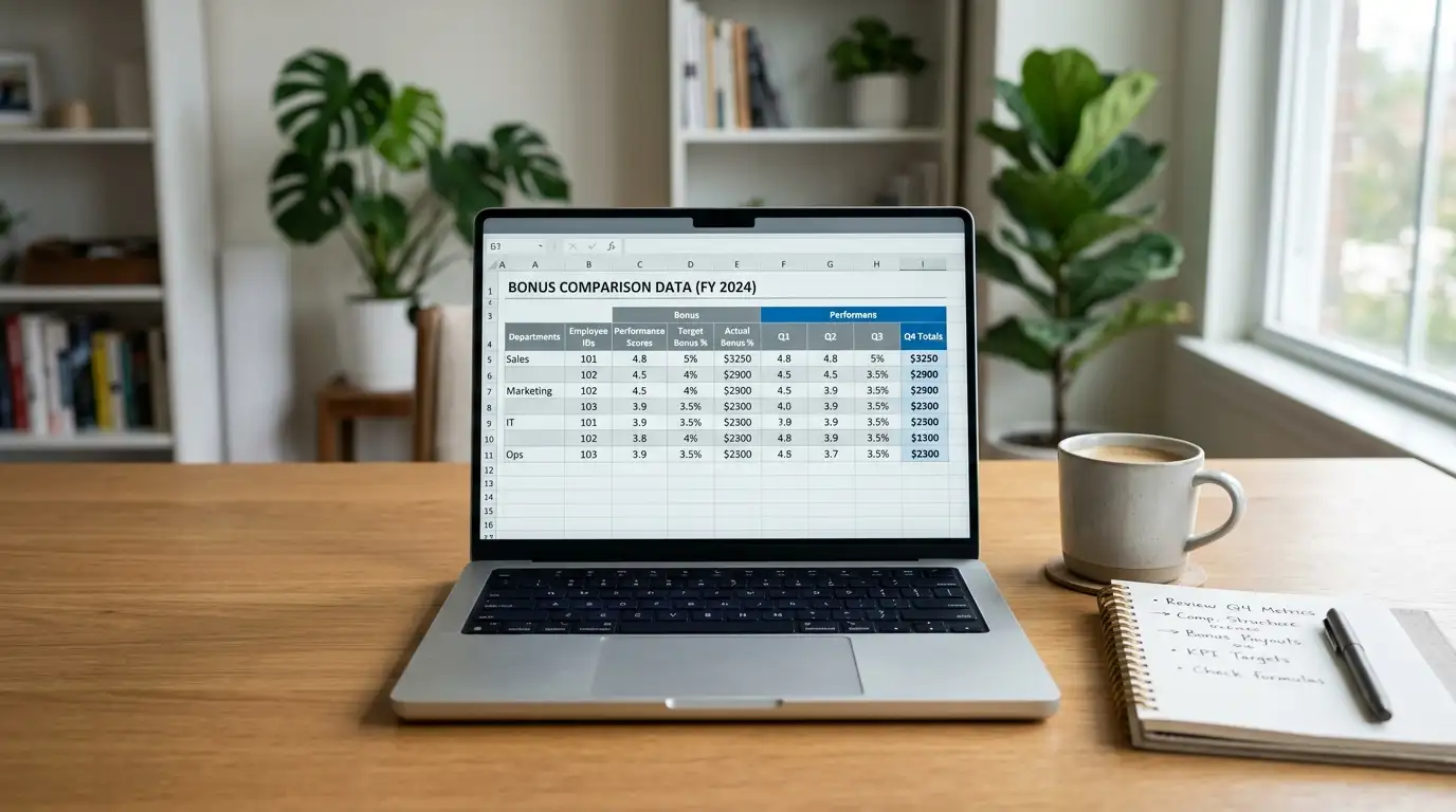 Comparison table of no deposit bonus terms on laptop screen