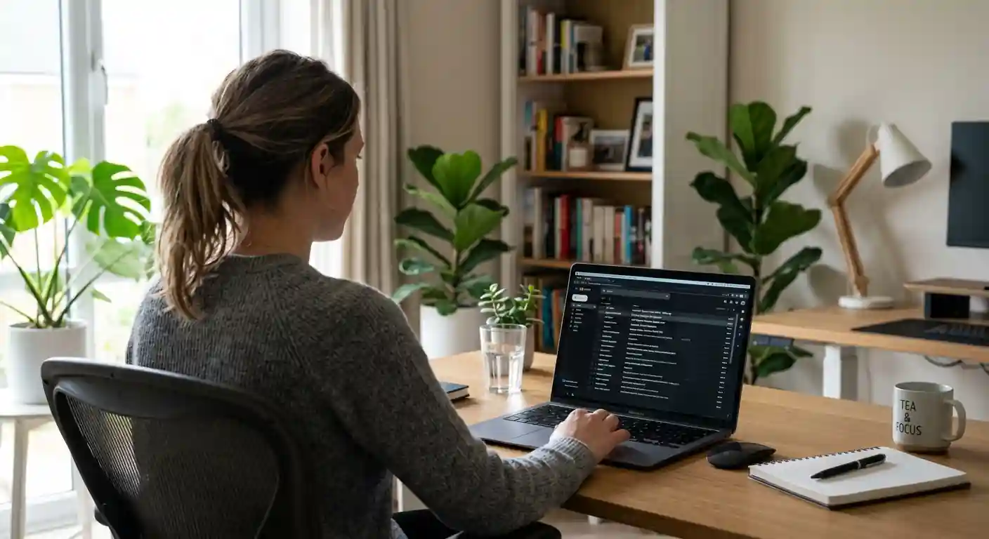 Person at laptop reviewing casino support email correspondence