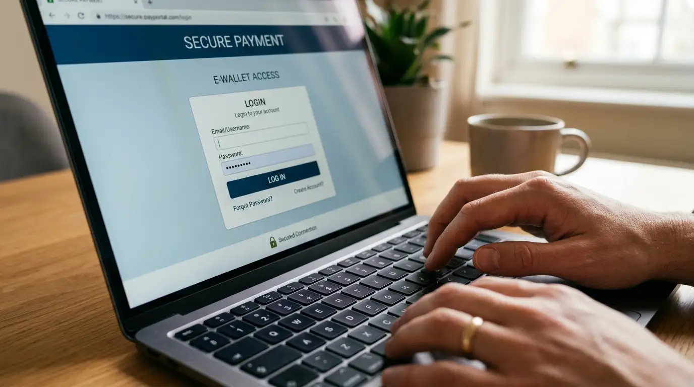 Step-by-step PayPal casino deposit process on laptop screen with secure payment confirmation