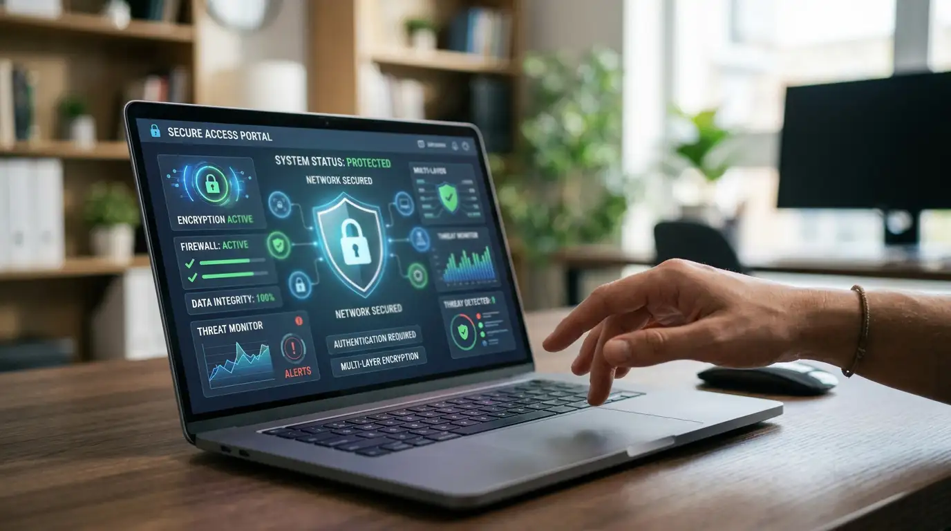 Digital security concept showing encryption shield and secure payment protection elements