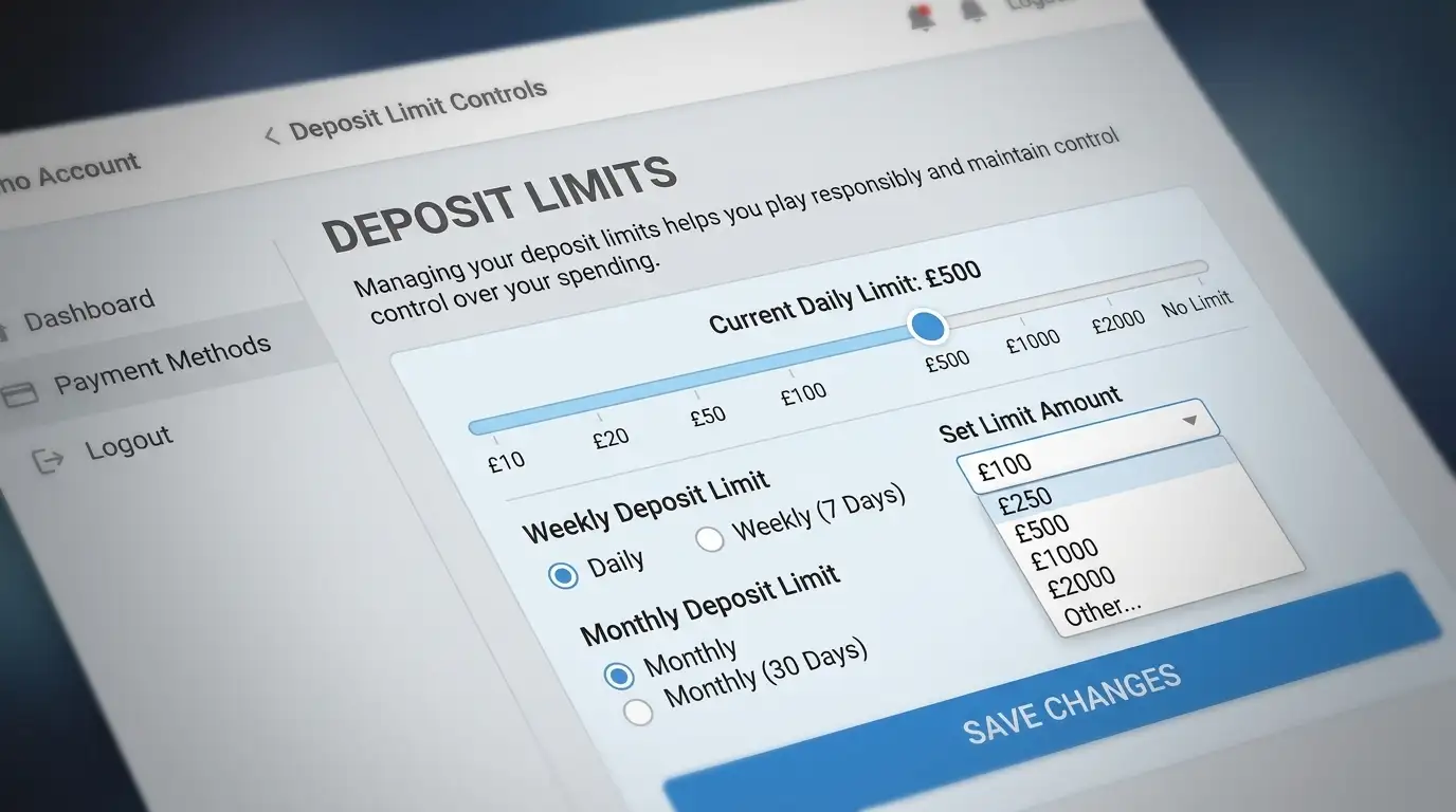 Person setting deposit limits on casino account settings page