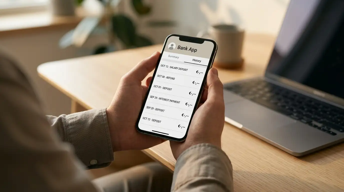 Person using smartphone banking app to complete casino withdrawal transaction
