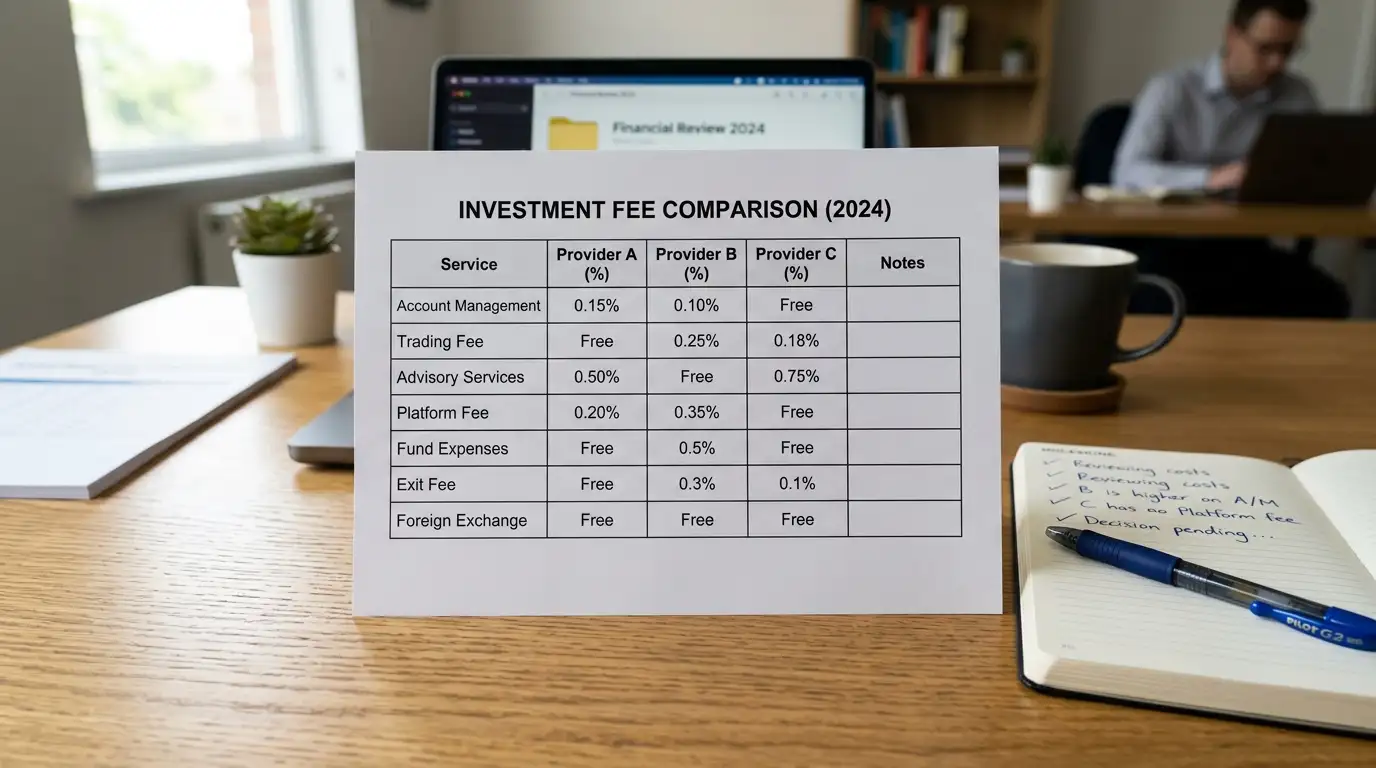 Fee breakdown chart showing Visa deposit and withdrawal costs at different casinos