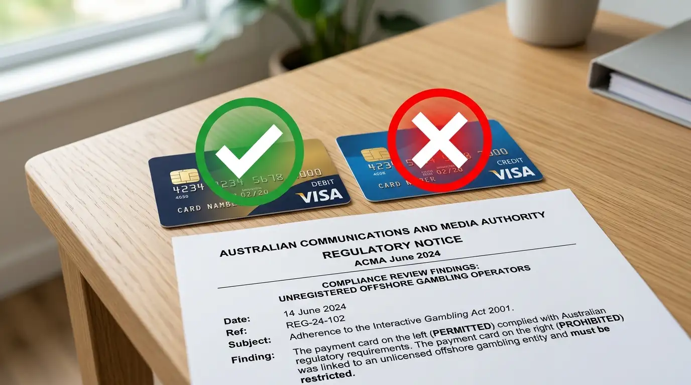 Visa debit card and Visa credit card side by side with legal status indicators