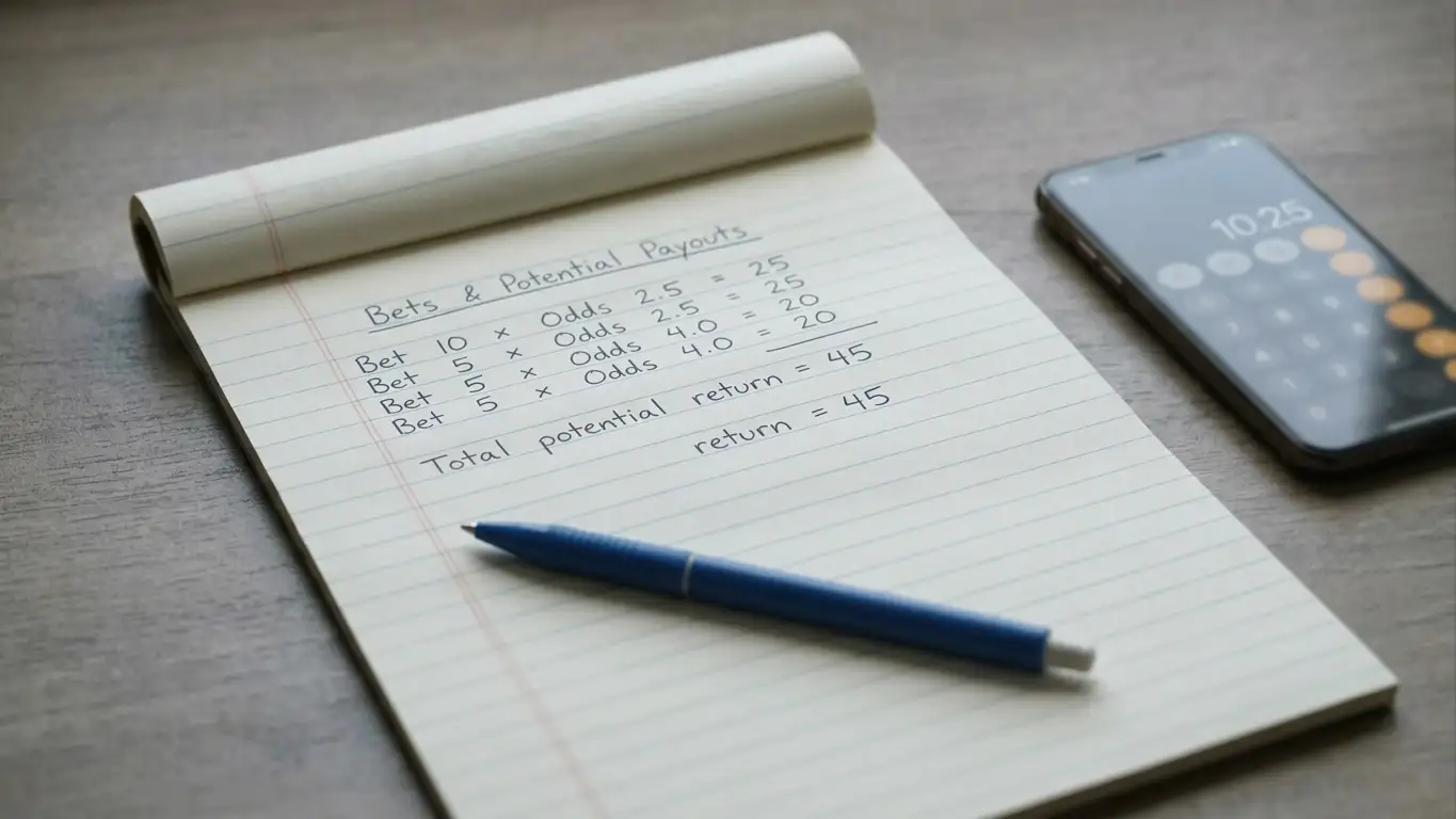 Notepad with wagering requirement calculations and pen
